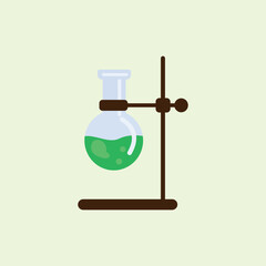 Laboratory glassware icon in flat style with colorful liquid, symbolizing science experiments, chemistry education, and laboratory research in a modern minimal design.