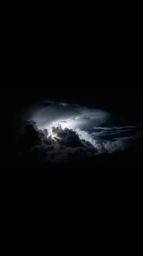 Dramatic Lightning Strike in Dark Night Sky.