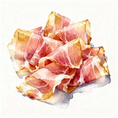 Watercolor slices of prosciutto
