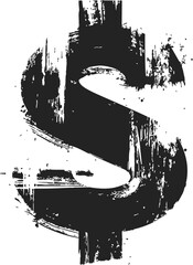 Dollar sign sketch hand drawn grunge style with distressed brush texture — stock vector