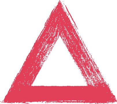 Red triangle sketch, hand drawn rough textured geometric shape on white &mdash; stock vector