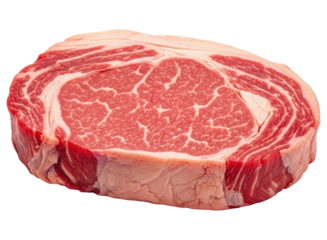 Premium raw ribeye steak, fresh and ready for grilling, showcasing rich marbling