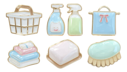 Colorful Cleaning Icons Set on Transparent Background for Creative Projects