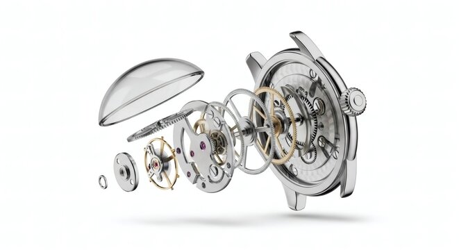Exploded View of Mechanical Watch Movement - Precision Engineering Cutaway