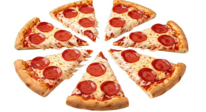 Delicious Pepperoni Pizza Slices Arranged Neatly 2.