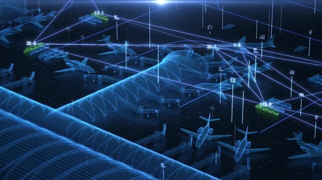 3D technology scene airport