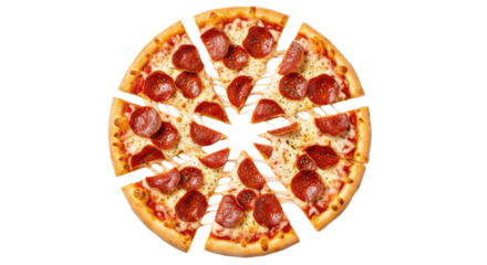 Delicious Pepperoni Pizza Slices on White Background.