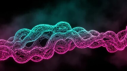 Vibrant neon-colored DNA strands with glowing effects in digital art scene - Powered by Adobe