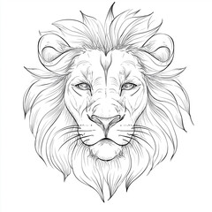 Fototapeta premium Fein gezeichnetes Löwenporträt als Fineliner-Tattoo – symbolische Tierillustration in Schwarzweiß