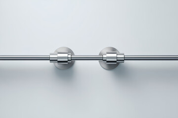 Obraz premium Minimal rail stainless steel dual support linear guide industrial precision modern metal horizontal symmetry create calm focus with sleek engineering detail on clean background