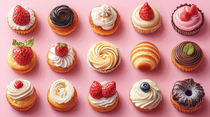 Indulge in sweet delight with a vibrant assortment of freshly baked pastries and delectable cupcakes, perfect for celebrations and everyday treats.