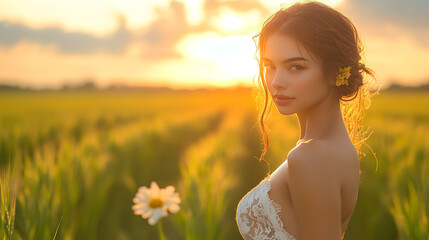 young woman in a field