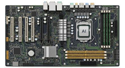 Fototapeta premium Advanced Computer Motherboard with AI Processor Chip