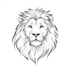 Obraz premium Line-Art Zeichnung eines Löwenkopfes – minimalistisches Tierportrait