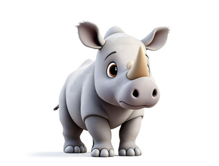 Naklejka premium Cute 3D Cartoon Rhinoceros Calf