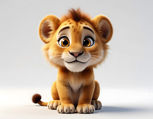 Cute 3D Cartoon Lion Cub