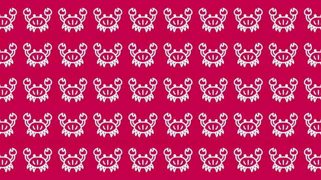 Repeating pattern of stylized white crabs on pink for coastalthemed designs and branding projects. Perfect for summer graphics.