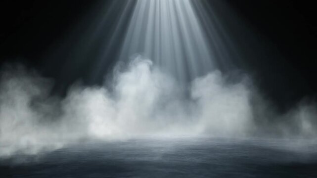 Dramatic Fog and Light Rays on a Dark Background