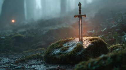 Sword in mystical forest
