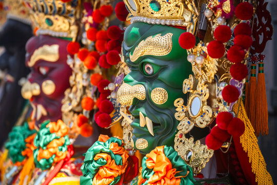 the ornate statue of General Qian Li Yan (Thousand-Mile Eye), one of the two Divine Guardians of Mazu (Goddess of the Sea)