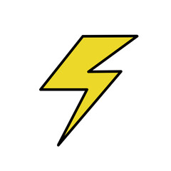 yellow lightning icon isolated on white background