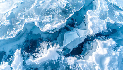 Obraz premium Frozen Ice Texture: Witness the captivating texture of ice, showcasing a close-up view of intricate patterns and the beauty of freezing water