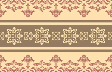 Elegant luxury damask seamless pattern with vintage floral ornament, suitable for wallpaper, packaging, wedding invitations, and fabric design.	