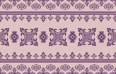 Elegant luxury damask seamless pattern with vintage floral ornament, suitable for wallpaper, packaging, wedding invitations, and fabric design.	