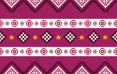 Christmas and New Year green and white seamless pattern, fairytale pixel pattern in white and green with Nordic snowflakes for winter hats, ugly sweaters, jumpers. wallpaper, paper or other design