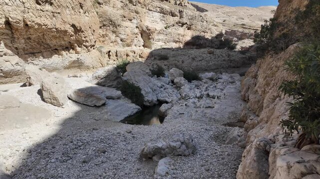 Wadi Bani Khalid is&nbsp;a popular tourist destination in Oman, known for its lush oasis, clear turquoise pools, and rugged mountain scenery.
