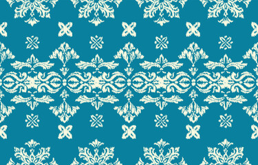 Stylish seamless pattern with geometric snowflake or star motifs. Dark blue and white color palette. Suitable for winter apparel, home decor, holiday packaging, and festive projects.	
