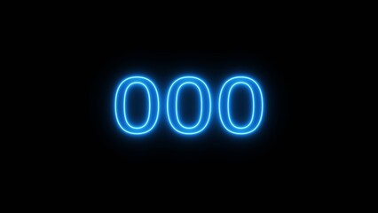 Neon 0 number text icon illustration. Neon counting number.