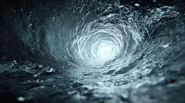 Abstract Water Vortex: Powerful Swirling Motion, Dynamic Underwater Perspective, Clean Energy Concept, and Environmental Impact - Powered by Adobe