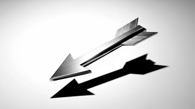 Stylized metal arrows with striking shadows and a sleek design.