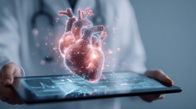 Digital Heart Examination on Tablet by Doctor for Medical Diagnosis and Virtual Reality Healthcare