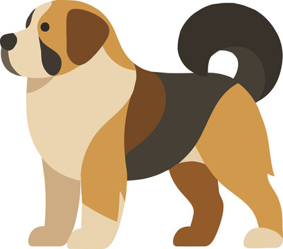Tornjak Dog, Geometric vector dog breed illustrations in a colorful, modern flat style. Minimal, bold canine graphics ideal for posters, apps, prints, and digital design. Transparent