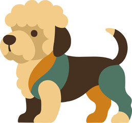 Dandie Dinmont Terrier, Geometric vector dog breed illustrations in a colorful, modern flat style. Minimal, bold canine graphics ideal for posters, apps, prints, and digital design. Transparent