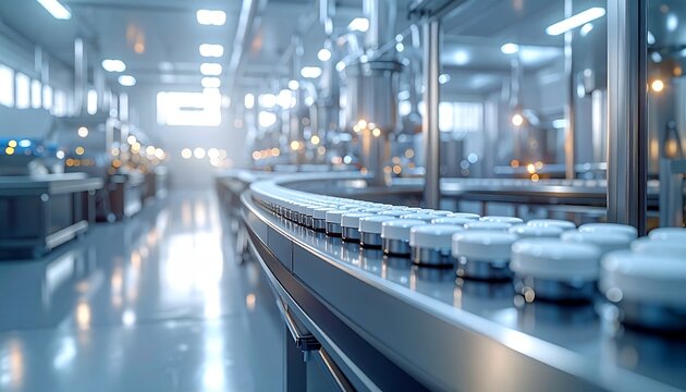 Modern manufacturing plant with automated production line and industrial equipment