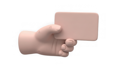 3d Cartoon Hand Holding Blank Pink Card On Black Background