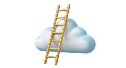 3d Golden Ladder To Cloud For Success And Progress