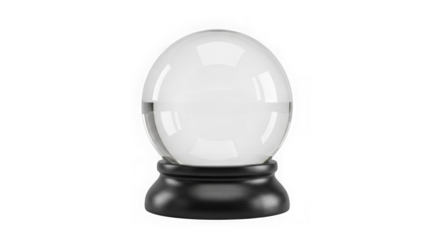 Clear Crystal Ball On Dark Base Isolated On Black Background
