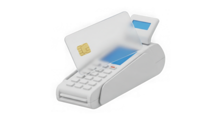 Credit Card Payment Terminal With Emv Chip Card 3d Render