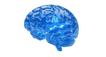 Crystalline Ai Brain With Glowing Letters Artificial Intelligence C...