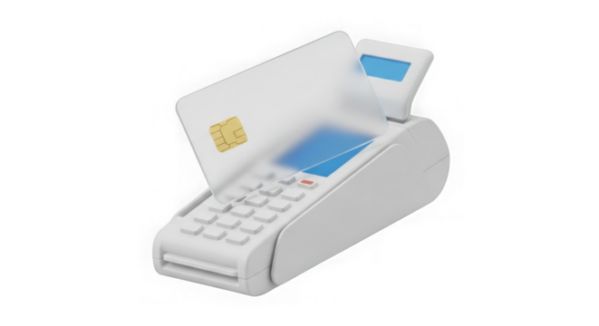 Credit Card Payment Terminal With Emv Chip Card 3d Render