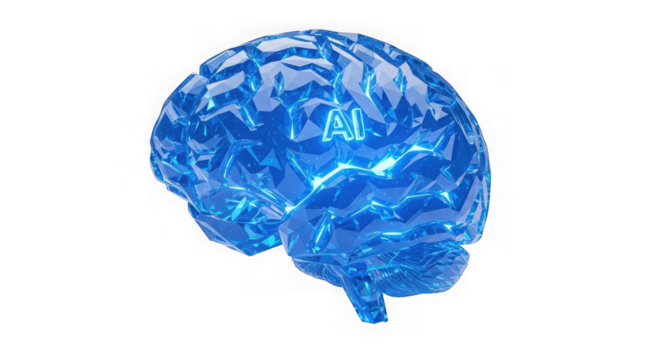 Crystalline Ai Brain With Glowing Letters Artificial Intelligence C...