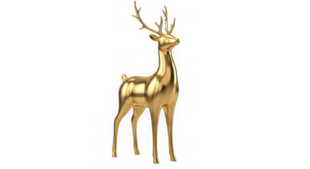 Elegant Golden Deer Statue Isolated On Black Background