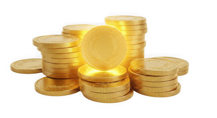 Gleaming Stacks Of Gold Coins On Black Background