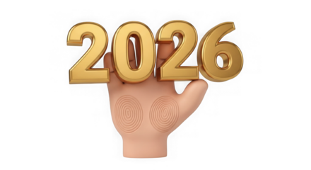 Hand Holding Golden 2026 Numbers On Black Background