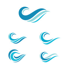 Water wave dynamic icon set logo template with C letter for nature brand product, element event