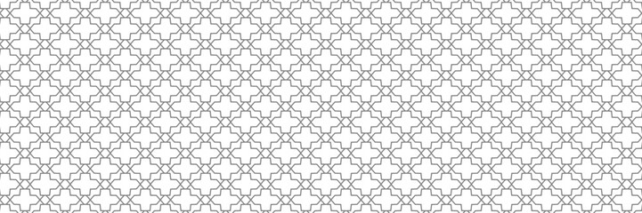 Obraz premium Geometric linear floral tile pattern. Wedding design with gold lines on white background. Seamless vector pattern of thin gold and white lines. Luxurious oriental art deco texture background.